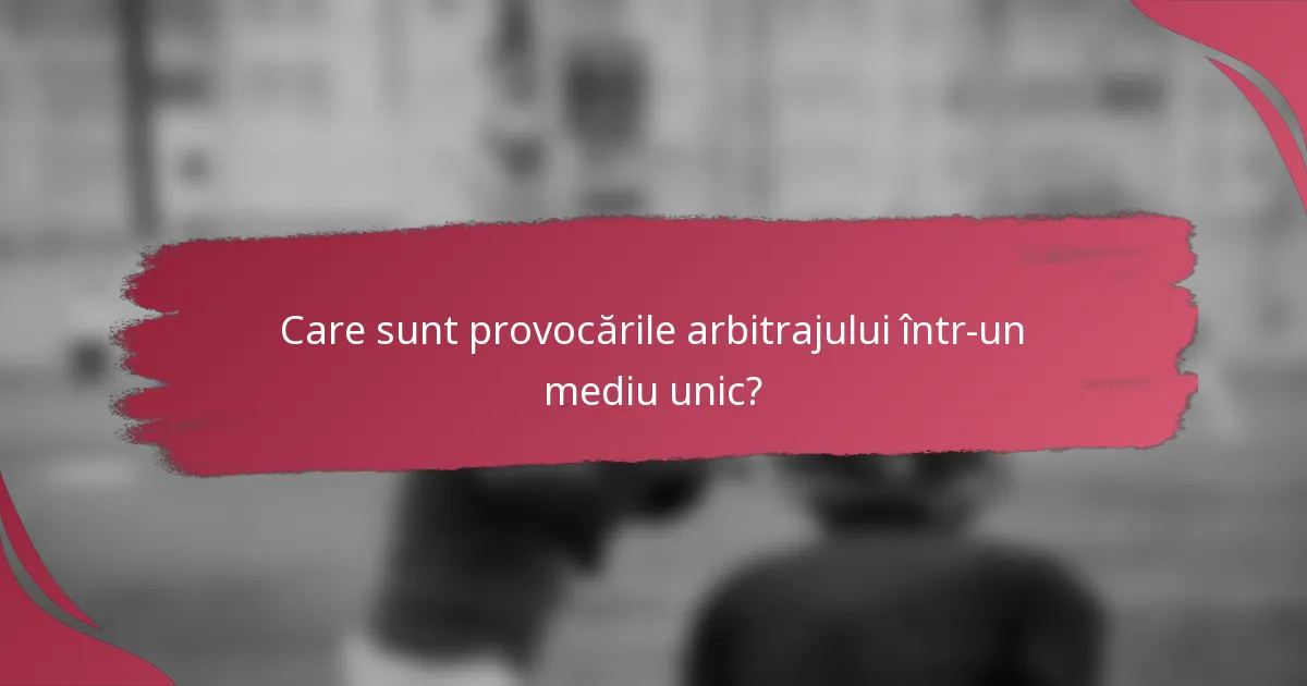 Care sunt provocările arbitrajului într-un mediu unic?