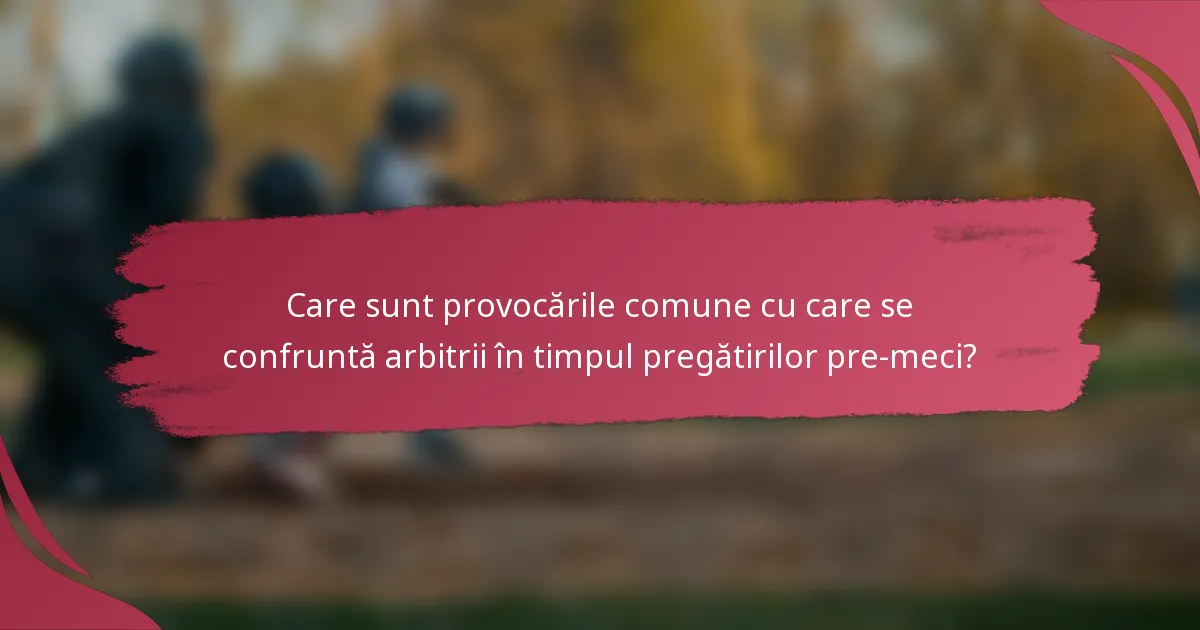 Care sunt provocările comune cu care se confruntă arbitrii în timpul pregătirilor pre-meci?