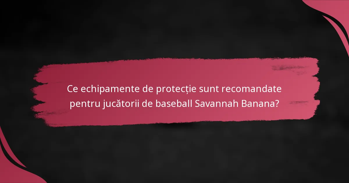 Ce echipamente de protecție sunt recomandate pentru jucătorii de baseball Savannah Banana?