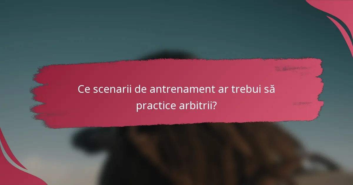 Ce scenarii de antrenament ar trebui să practice arbitrii?