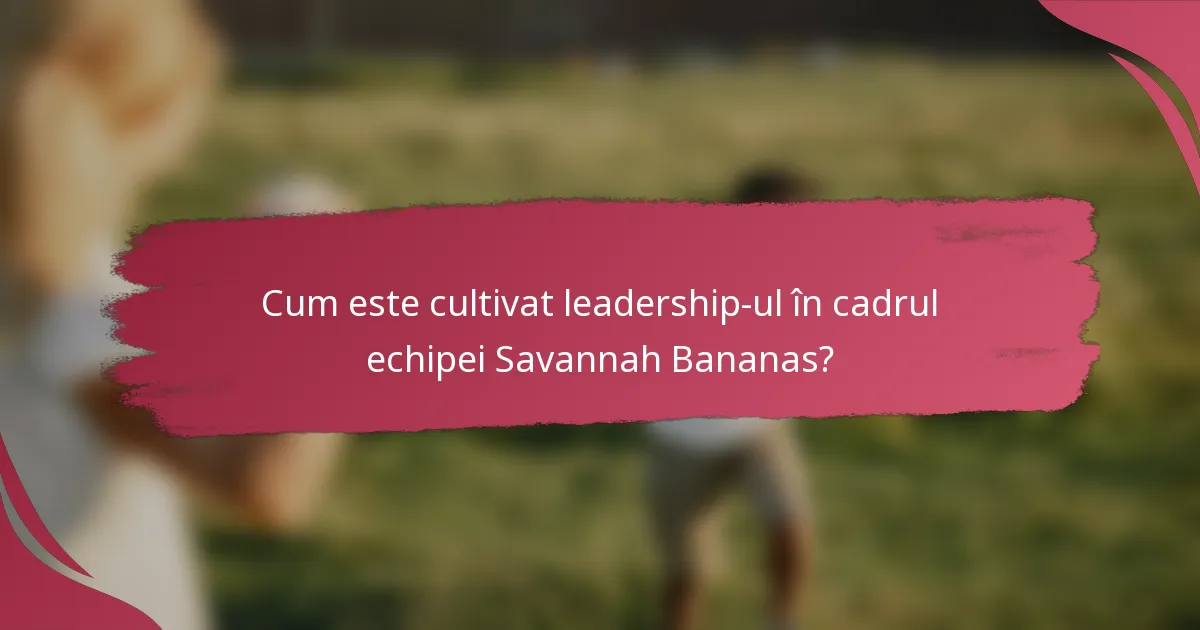 Cum este cultivat leadership-ul în cadrul echipei Savannah Bananas?
