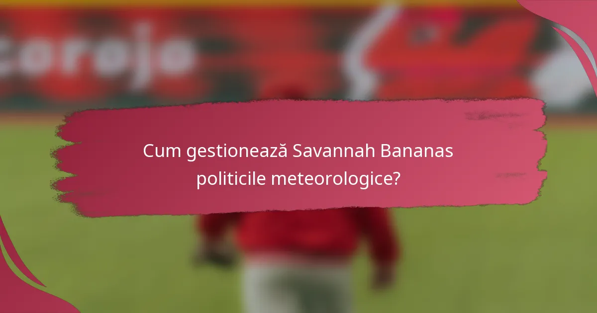 Cum gestionează Savannah Bananas politicile meteorologice?