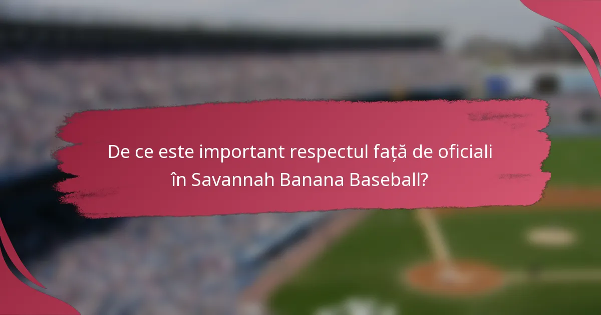 De ce este important respectul față de oficiali în Savannah Banana Baseball?